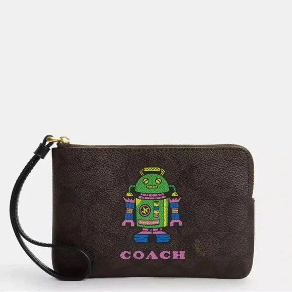 🤖 Cosmic Coach Robot Corner Zip Wristlet NWT - Picture 4 of 14